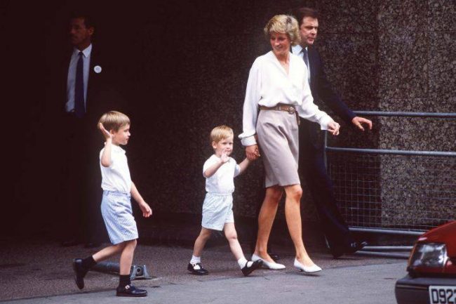 Princess Diana with Prince William and Prince Harry.