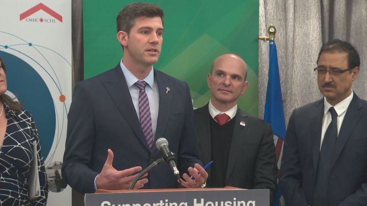 Mayor Don Iveson speaks at a press conference at which the Alberta government and federal government detailed funding for affordable housing initiatives in Edmonton. Dec. 16, 2016.
