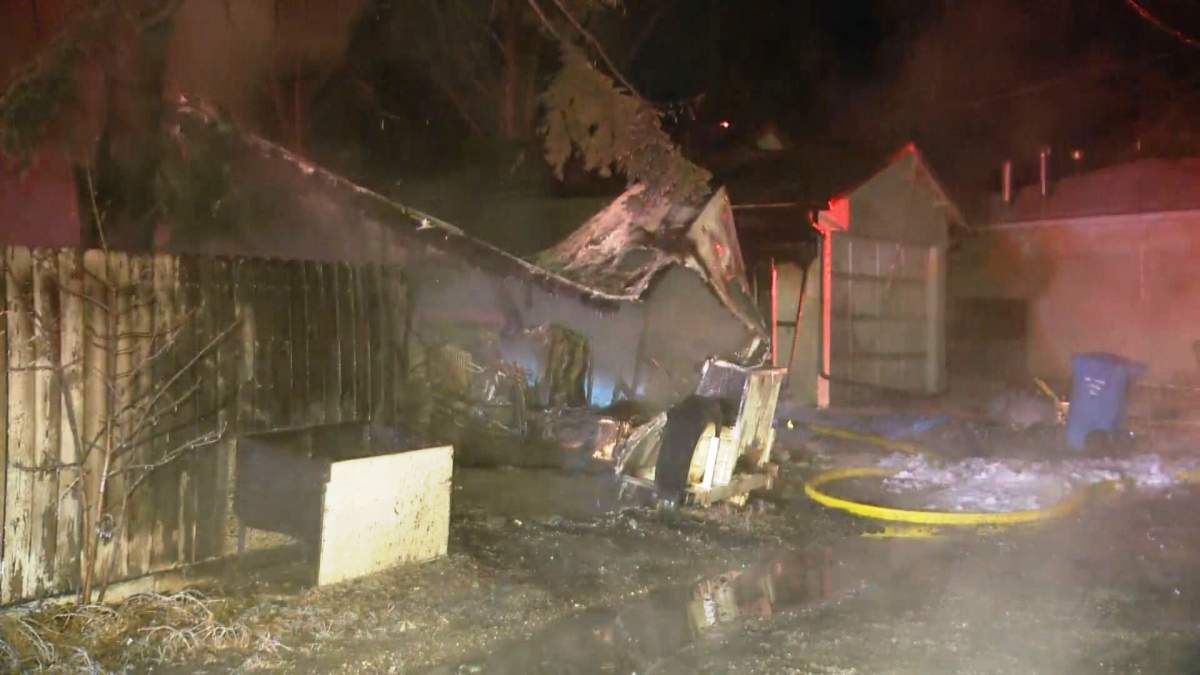 Calgary firefighters respond to a garage fire in the 4600 block of 29 Avenue N.W. on Wednesday, Dec. 7, 2016.