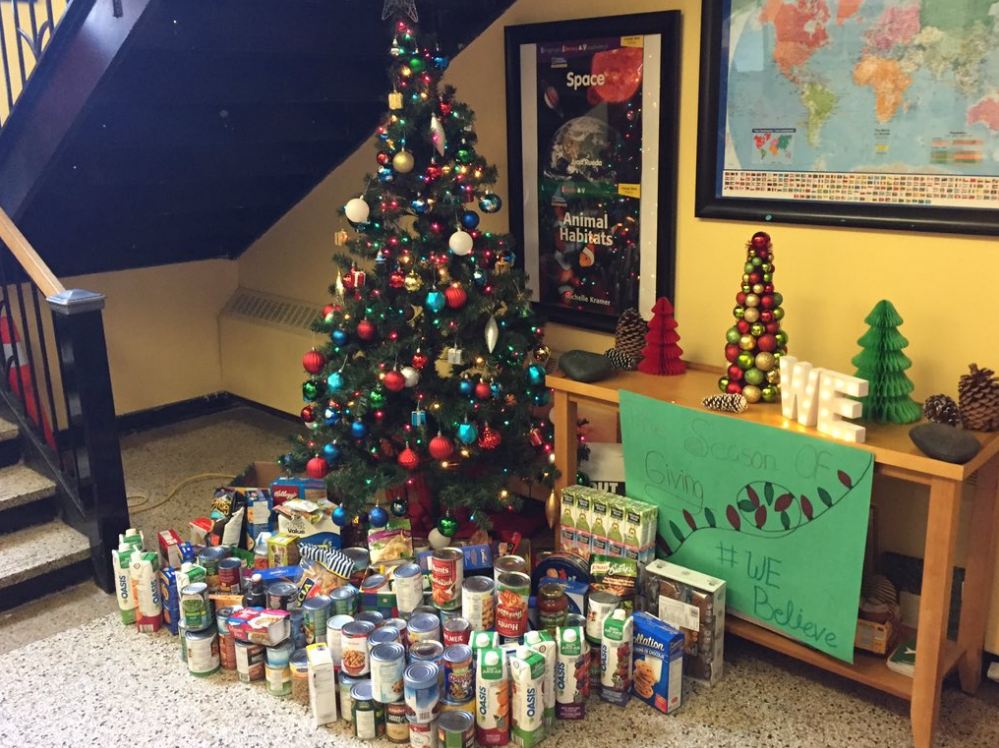 Good Shepherd Elementary School in Brossard kicks off its holiday food drive in support of Montreal’s H.O.P.E. shelter, Thursday, December 15, 2016.