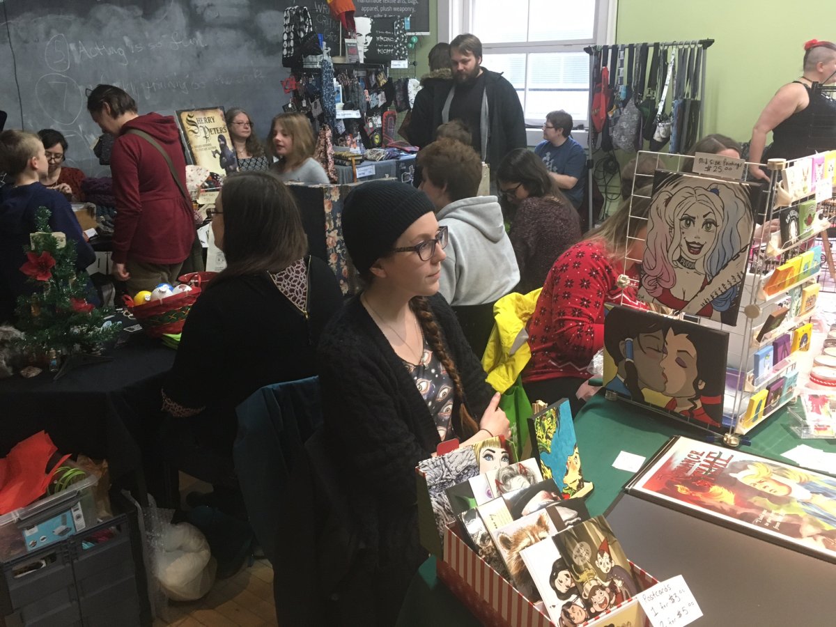 Craft fair items displayed for holiday shoppers on Sunday.