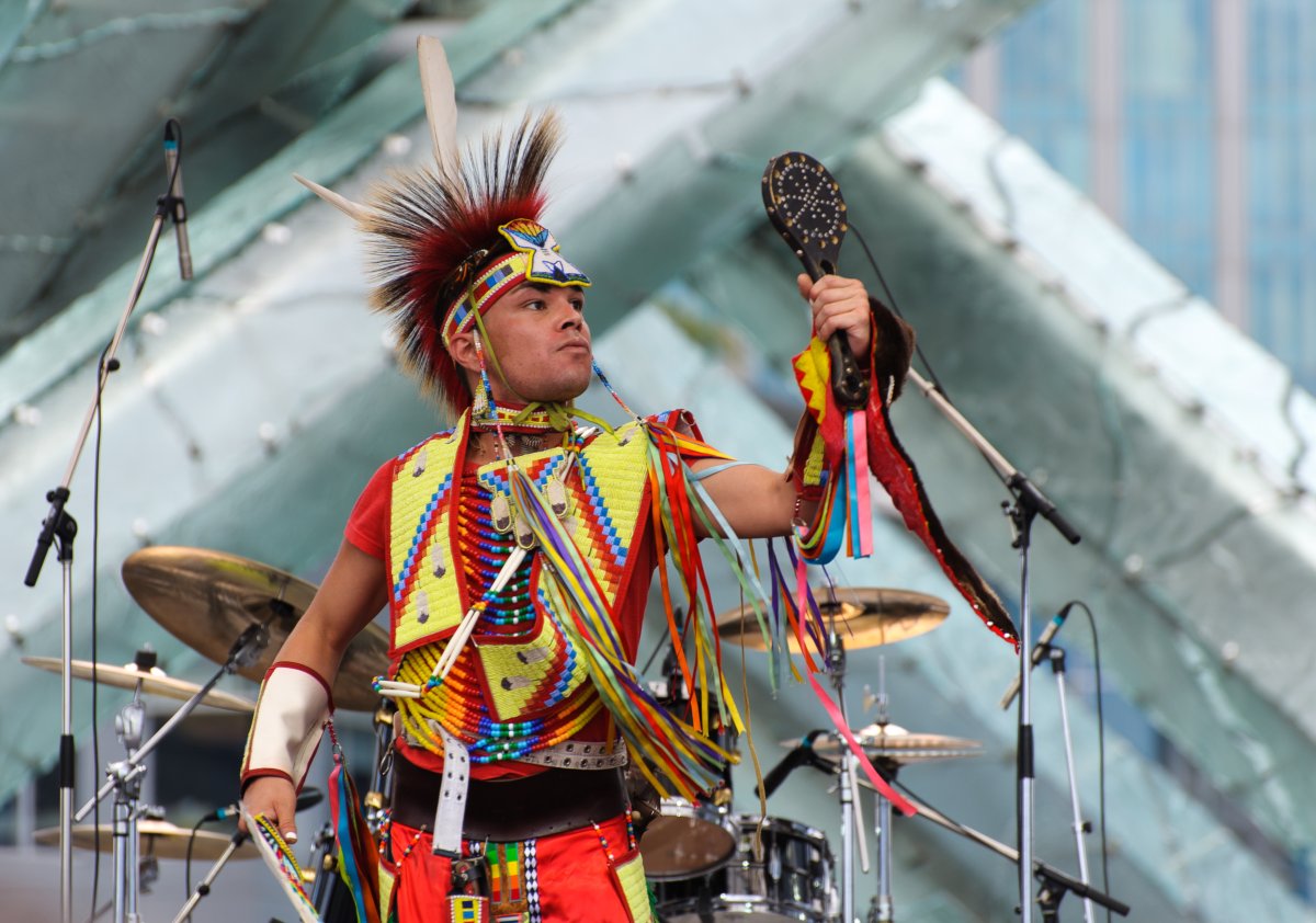 First nations performer at the Canada Day celebrations in downtown Vancouver.