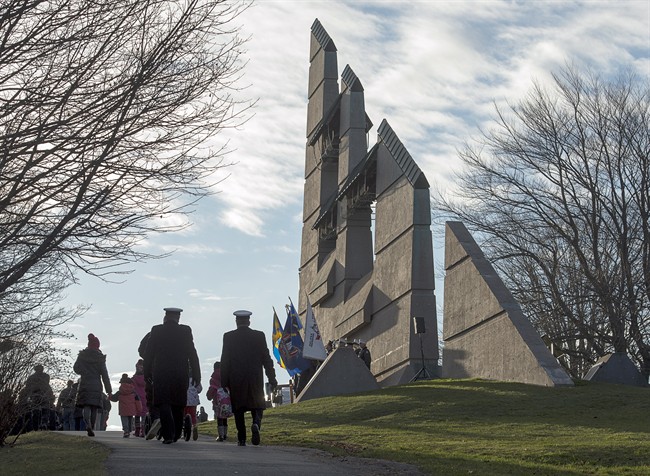 A crowd of several hundred gathered at the Halifax Explosion Memorial Bell Tower on Fort Needham in Halifax on Tuesday, Dec. 6, 2016.