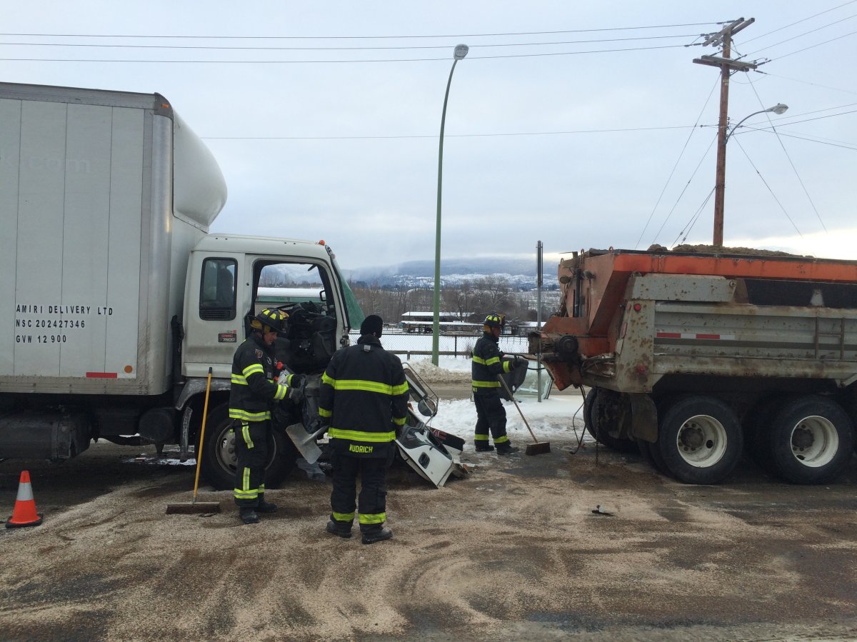 City of Kelowna sanding truck rear ended on Gordon - image