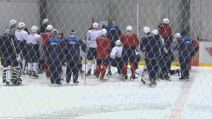 The Winnipeg Jets practice on Saturday at the MTS Iceplex.