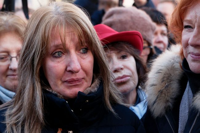 Carole Marot, daughter of Jacqueline Sauvage attends a rally for the liberation of Jacqueline Sauvage in Paris, France in this Dec. 10, 2016 file photo. 