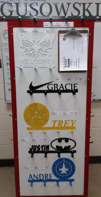 Students at Murdoch Mackay Collegiate are crafting key hooks for Koats for Kids.