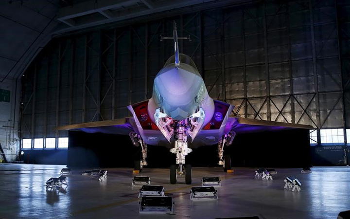 A Lockheed Martin F-35 Lightning II fighter jet is seen in its hanger at Patuxent River Naval Air Station in Maryland October 28, 2015.     