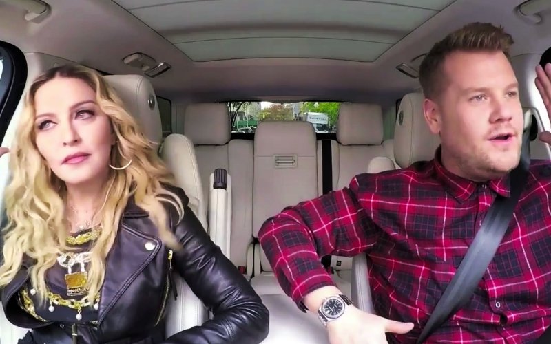 Madonna joins James Corden for “Late Late Show” segment, "Carpool Karaoke.".