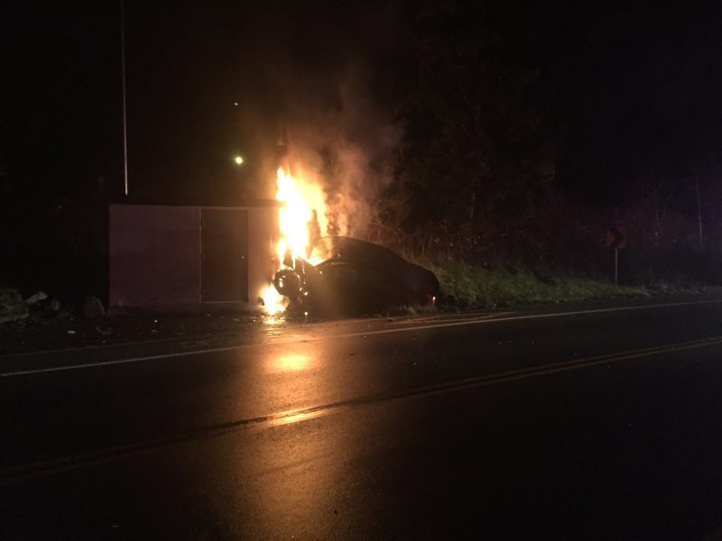 Car theft ends in fiery crash in North Saanich - image