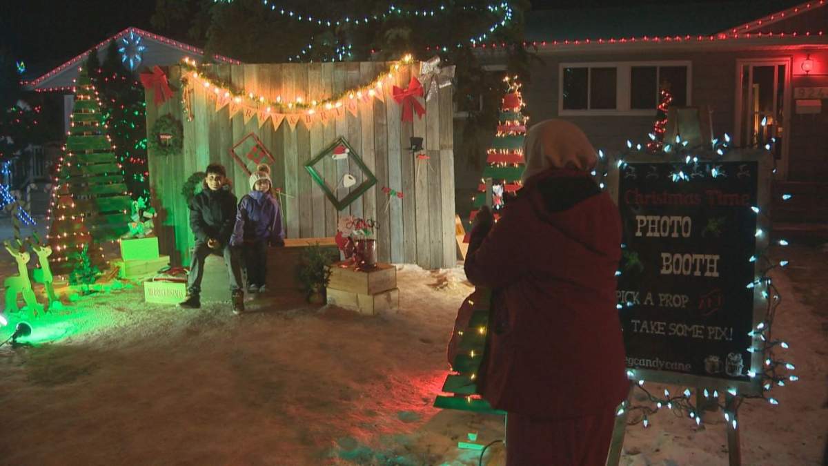 One home built a photo booth, complete with lights and props for visitors to enjoy.