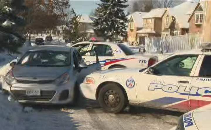Police investigate a stolen vehicle incident in North York on Dec. 19, 2016.