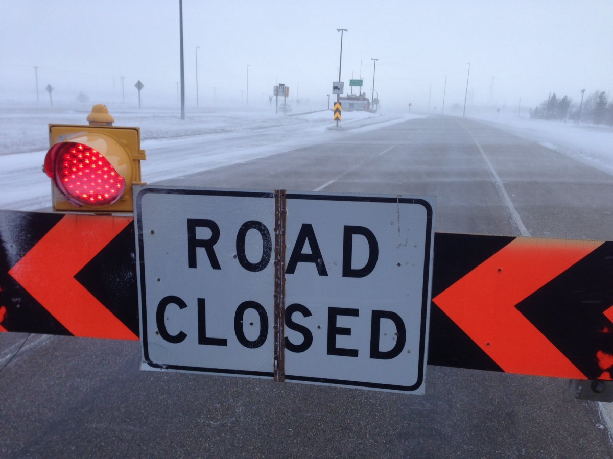 Highway 1 is closed from Headingley to the Saskatchewan border, due to poor road conditions.