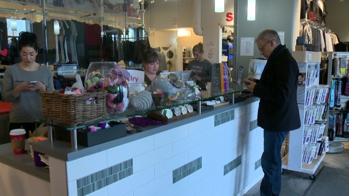 Retail sales counter in Calgary