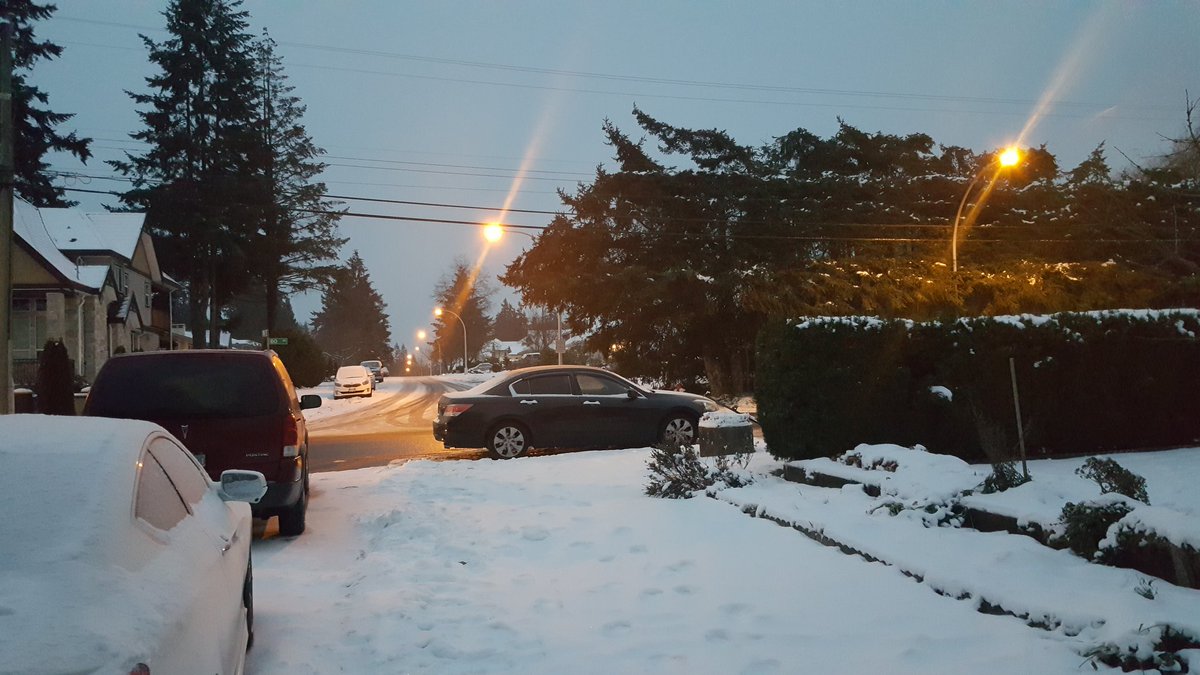 Snow falling in Metro Vancouver, Fraser Valley, Vancouver Island BC