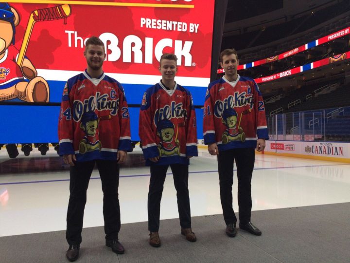 The 2016 Edmonton Oil Kings Teddy Bear Toss jerseys.