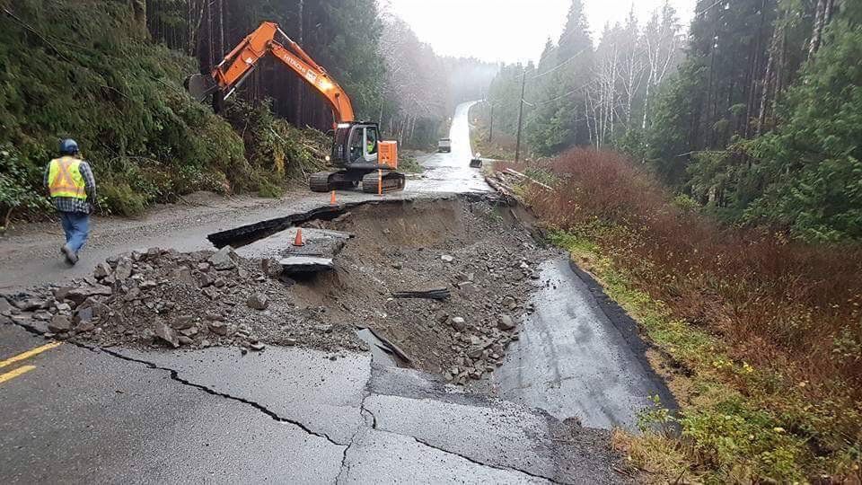 A photo of repairs on Highway 4 tweeted by Alberni Weather early Saturday afternoon. 