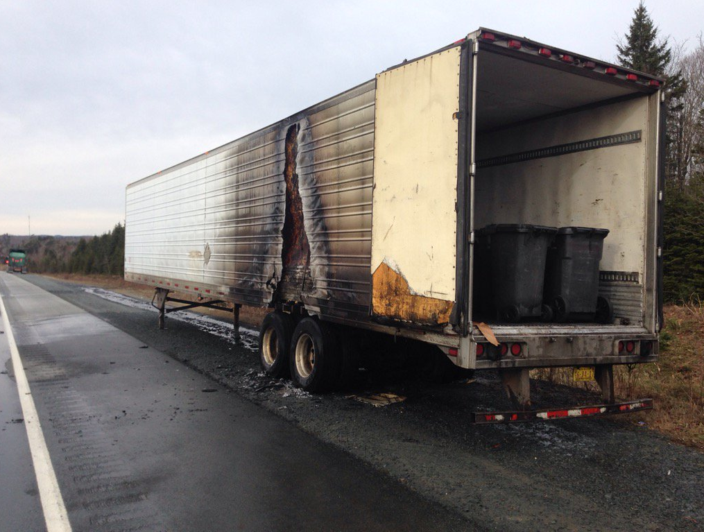 A tractor-trailer was damaged by fire on Highway 101 on Wednesday, Dec. 7, 2016.