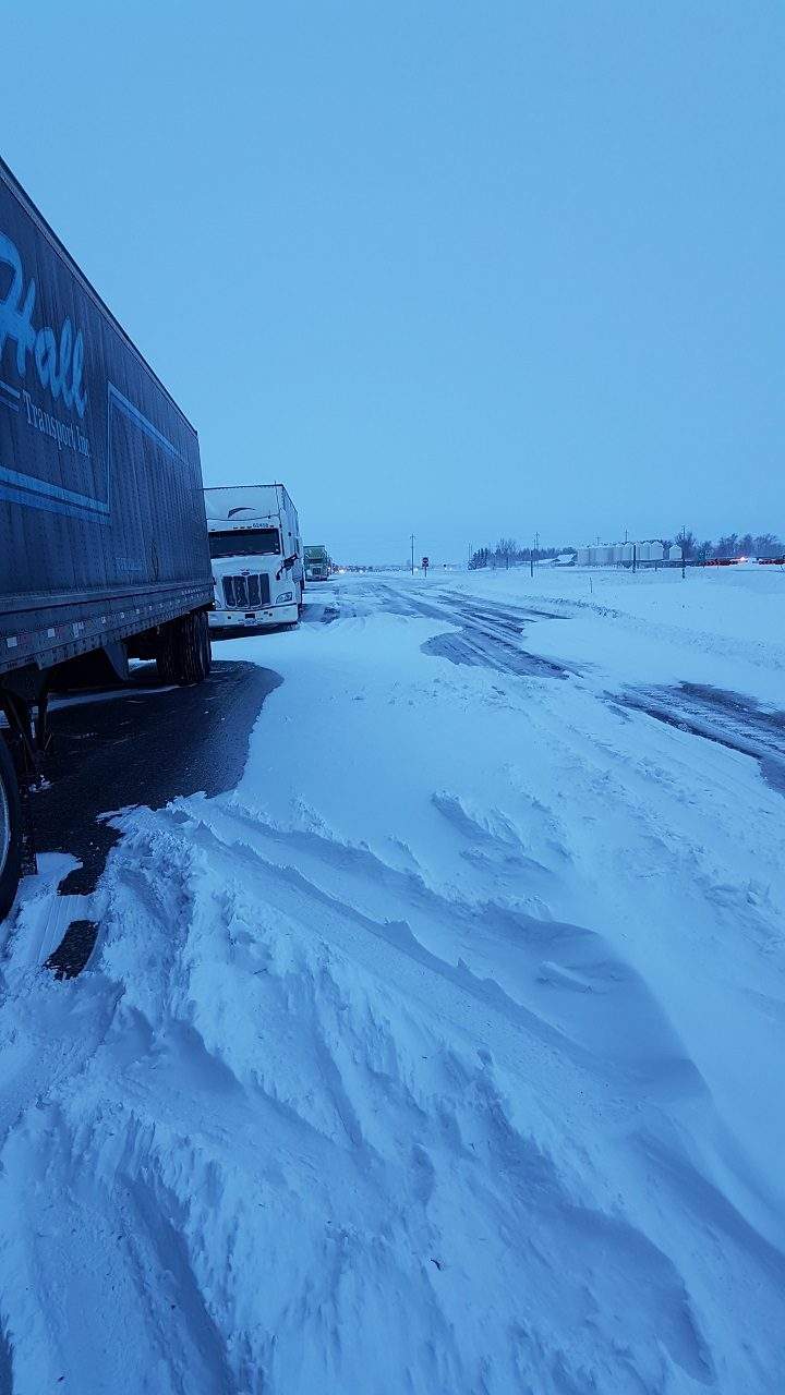 Highway 1 just outside Virden, Manitoba Tuesday night, when Rick had been on the side of the road for 18-and-a-half hours.