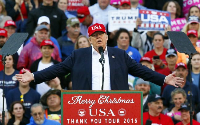President-elect Donald Trump speaks during a rally in Mobile, Ala. Saturday, Dec. 17, 2016. 