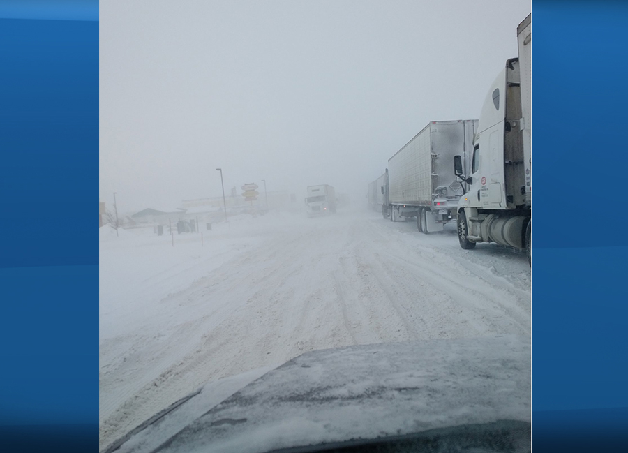 Road conditions as seen around Virden, Manitoba on Tuesday. 