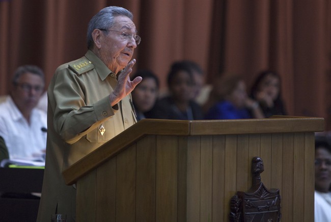 Cuba's President Raul Castro addresses the National Assembly in Havana, Cuba, Tuesday, Dec. 27, 2016.