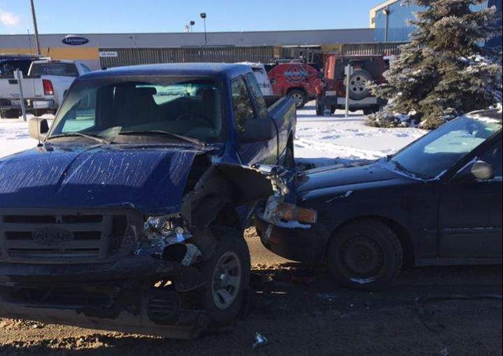 Several damaged vehicles near 117 Ave. and 156 St. on Jan. 3, 2017.