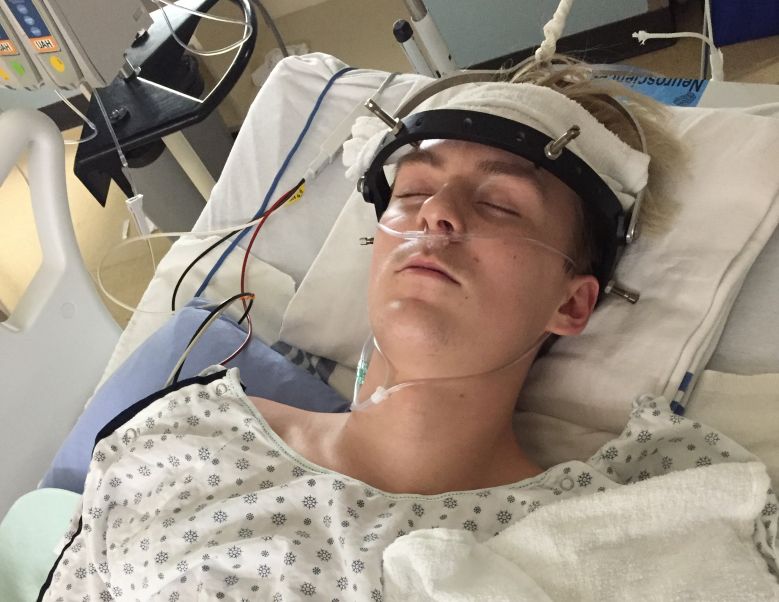 Landon Smith, 18, on Jan. 10, 2017. Family says he broke his neck at a trampoline park Jan. 7, 2017.