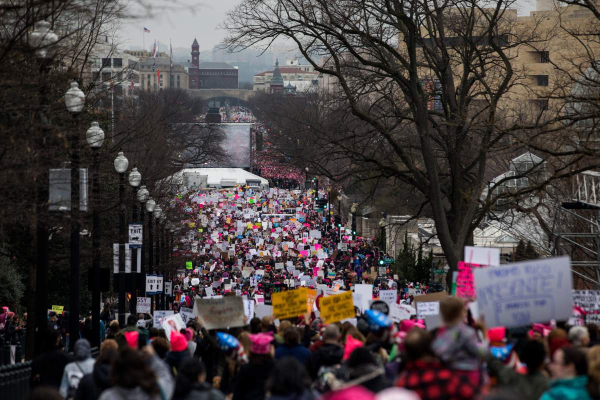 Thousands of participants converge on the Women’s March on Washington in Washington, D.C. on Jan. 21, 2017.