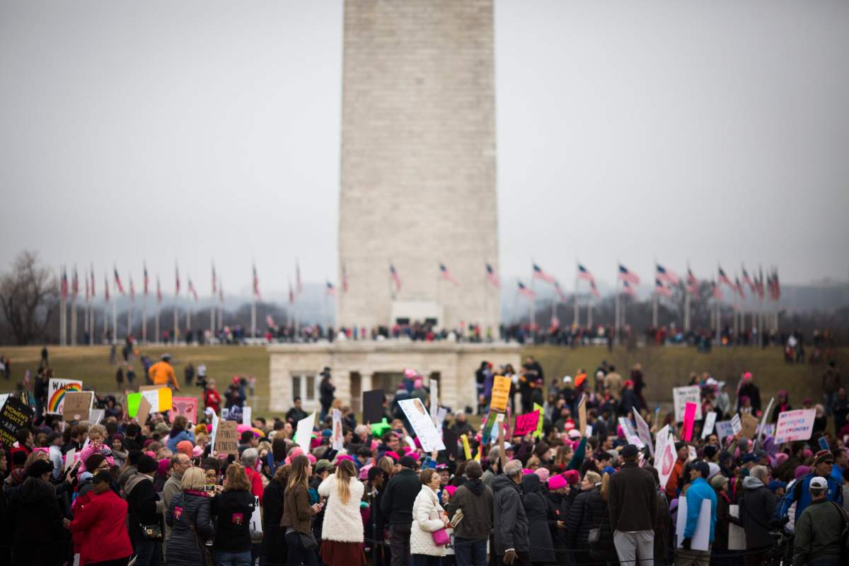 People attend the Women’s March on Washington in Washington, D.C. on Jan. 21, 2017.
