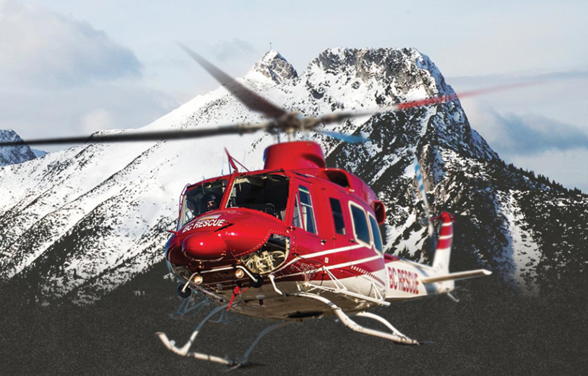 BC Air Rescue helicopter rescues injured snowmobiler - image