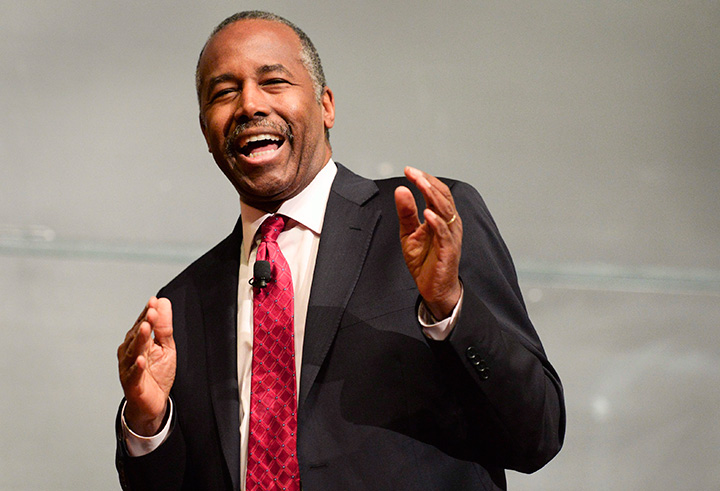 Yale University alumnus Dr. Benjamin Carson, President-elect Donald Trump's pick for secretary of the U.S. Department of Housing and Urban Development, speaks at Yale on Thursday, Dec. 8, 2016. 