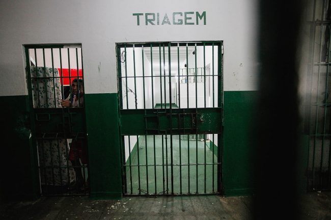 An inmate stands in the Anisio Jobim penitentiary complex in Manaus, Brazil in this Feb. 17, 2016 file photo. 