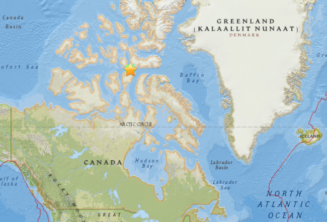 Screenshot showing the site of the earthquake. 