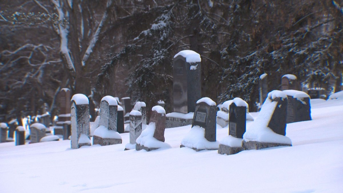 Mount Pleasant Cemetery in Edmonton as seen on January 6, 2016.