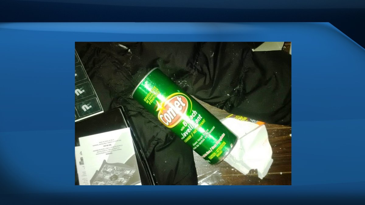 Calgary police said 11.4 grams of cocaine was found in the false bottom of a can of Comet cleaner. 