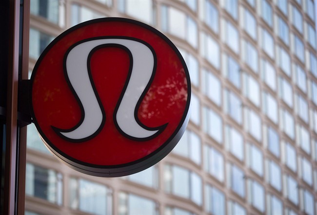 Lululemon Athletica's logo is seen on the outside of their new flagship store on Robson Street during its grand opening in downtown Vancouver, B.C., on Thursday August 21, 2014. 