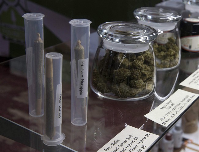 Marijuana products are displayed at a dispensary on Oct.13, 2016.