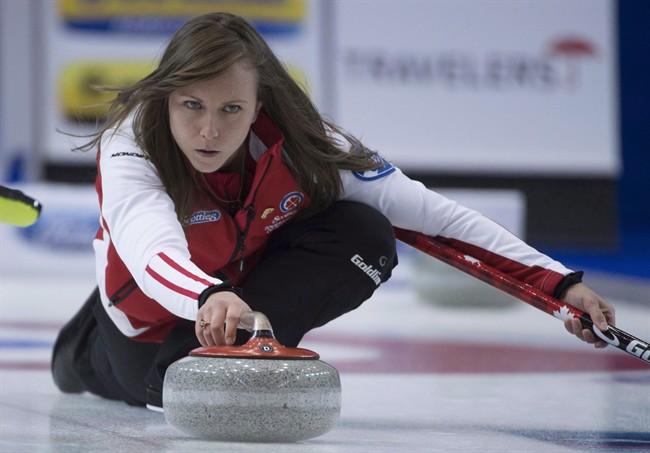 Team Canada skip Rachel Homan makes a shot during the bronze medal game against Saskatchewan at the Scotties Tournament of Hearts in Moose Jaw, Sask. Sunday, Feb. 22, 2015. Top curlers Homan and Jennifer Jones suffered upset losses Wednesday in the opening draw of Day 2 of the Canadian Open Grand Slam of Curling event.