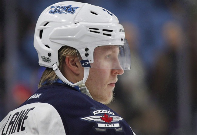 Winnipeg Jets forward Patrik Laine warms up for an NHL hockey game against the Buffalo Sabres on Jan 7, 2017.