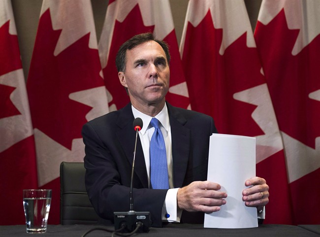 Finance Minister Bill Morneau makes an announcement in Toronto, Monday, October 3, 2016.