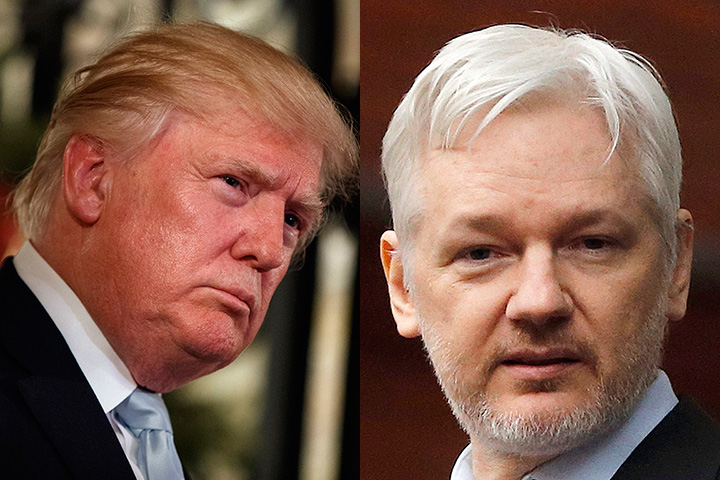 President-elect Donald Trump and WikiLeaks founder Julian Assange are pictured in this combination of 2016 file photos. Trump appears to believe Assange more than U.S. intel when it comes to a hacking controversy that flared up during the 2016 U.S. election.