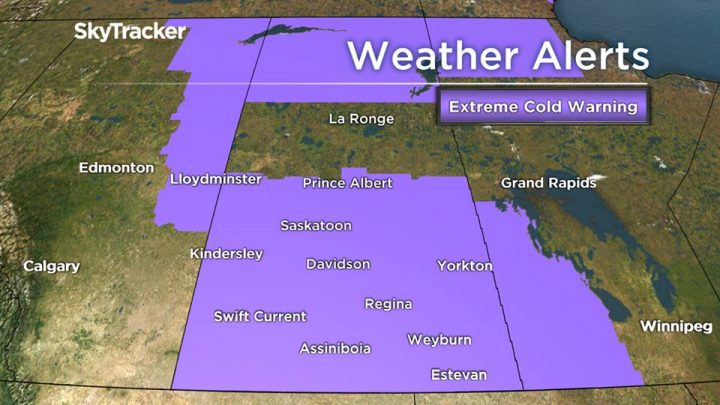 Environment Canada has issued an extreme cold warning for central and southern Saskatchewan, including Regina. 