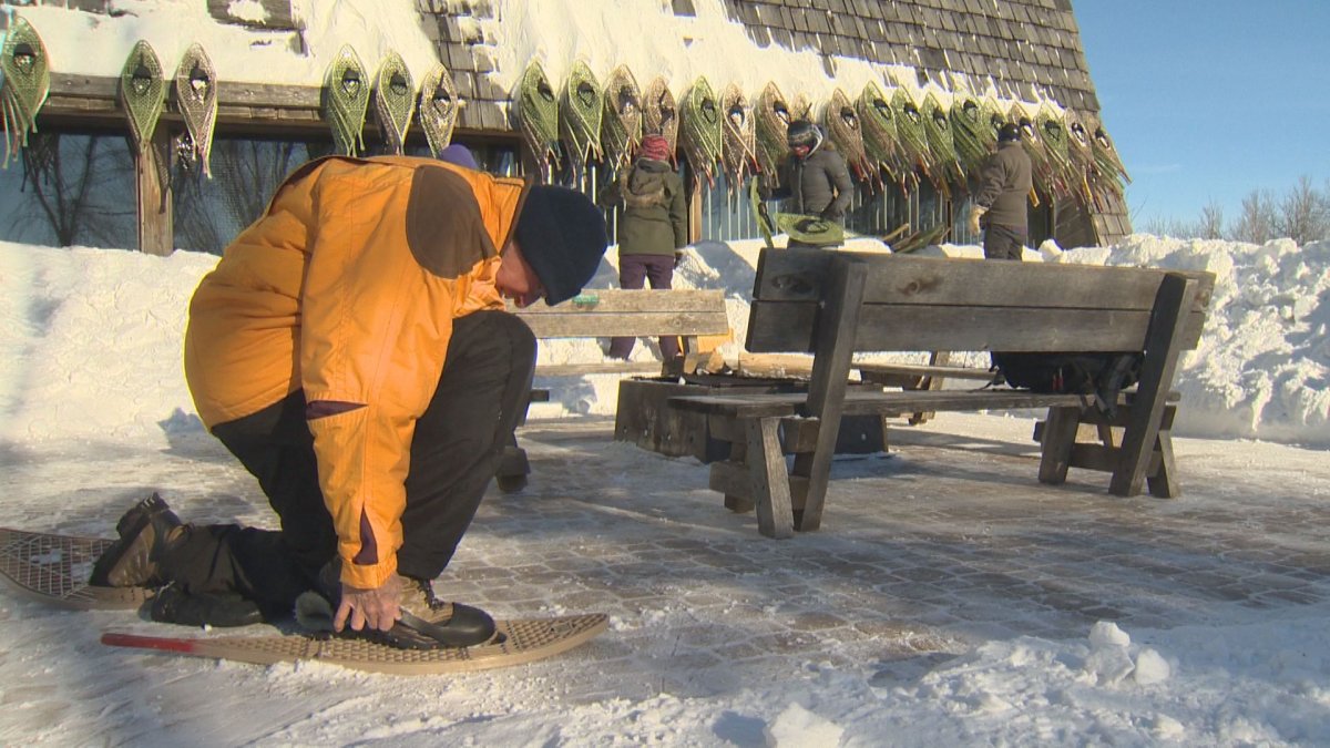 The snowshoe club at FortWhyte Alive was out in large numbers Saturday afternoon.