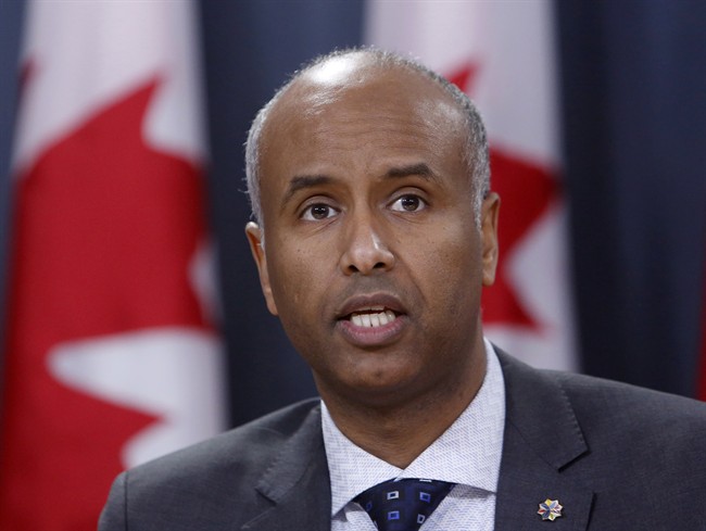 Ahmed Hussen, Minister of Immigration, Refugees and Citizenship, holds a news conference in Ottawa.