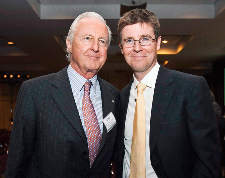 Loblaw Companies Limited Executive Chairman Galen Weston Jr., right, poses with and his father Galen Weston Sr., at the company's annual general meeting in Toronto on Wednesday, May 5, 2010. 