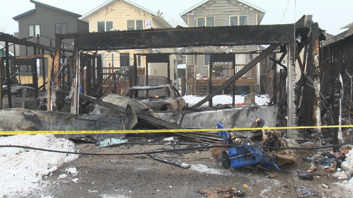 Three cars were incinerated in an early morning garage fire.