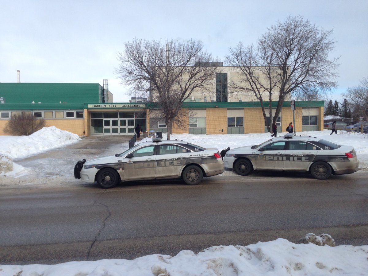 Winnipeg police on scene at Garden City Collegiate Wednesday afternoon.