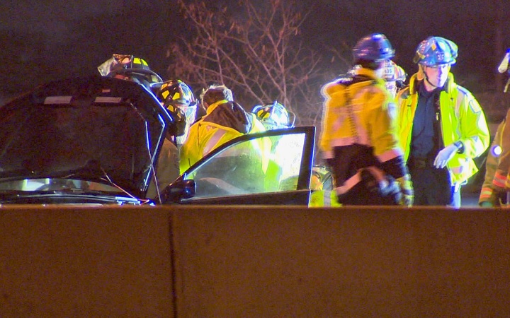 Multiple people were injured following a crash on the Gardiner Expressway in Toronto on Jan. 3, 2017.