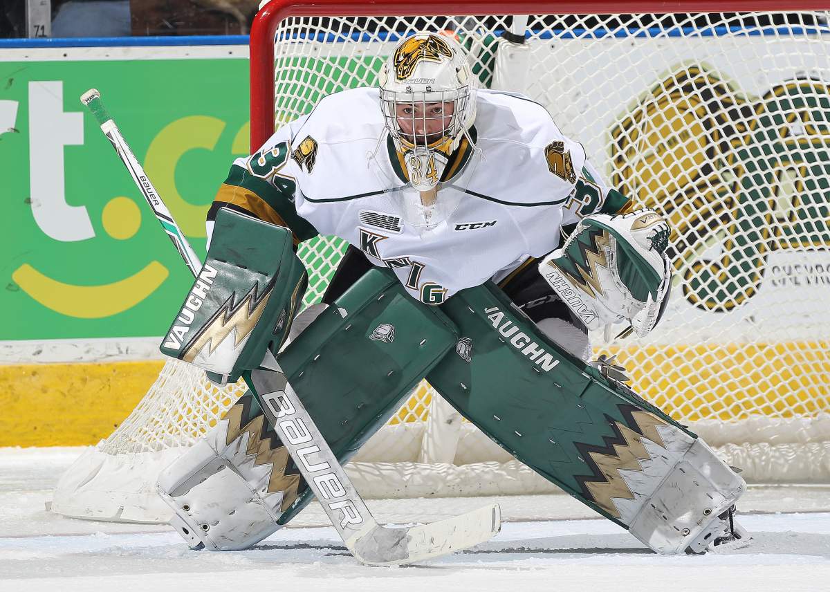 (File photo) Tyler Johnson of the London Knights gets set to face a shot against the Oshawa Generals during an OHL game at Budweiser Gardens on December 28, 2016.